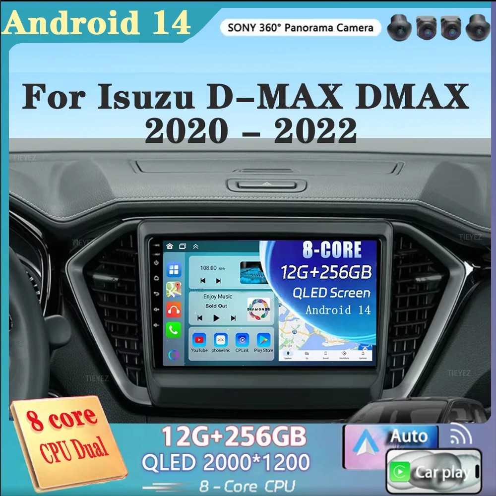 Android 14 Carplay Auto For Isuzu D-MAX DMAX 2020 2021 2022 Car Radio Multimedia Video Player Navigation GPS  No 2Din 2 Din DVD