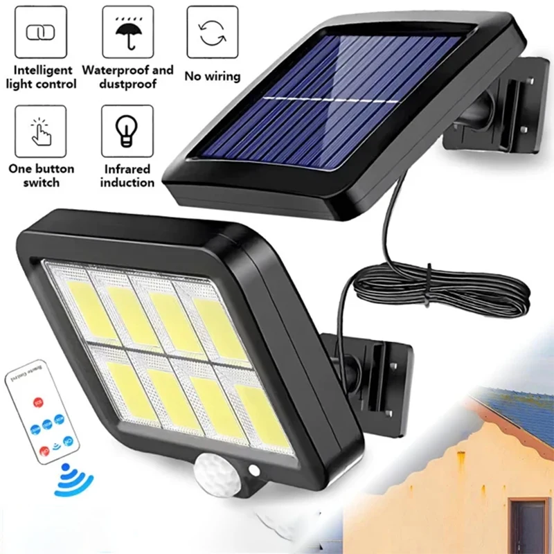

Solar Light Outdoor Waterproof 160COB Street Wall Lamp with Motion Sensor LED Flood Lights for Home Garden