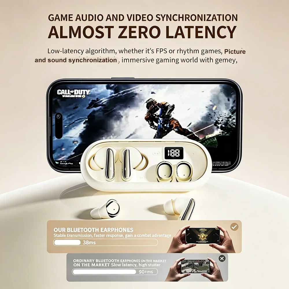 KEBIDUMEI 2 Pairs of Earbuds Bluetooth 6.0 In Ear Twin Earphone HIFI Stereo Sound Wireless Headphones Low Latency Game Headsets