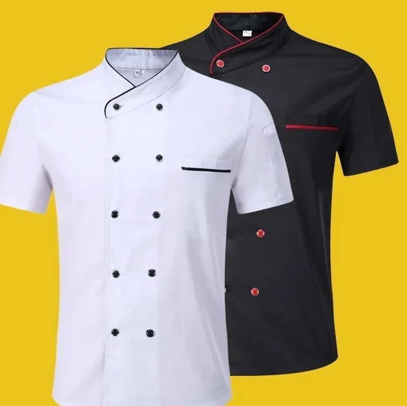 Chemise de cuisinier classique, manteau de chef, veste à manches courtes, vêtements de cuisinier de restaurant, uniforme de boulanger