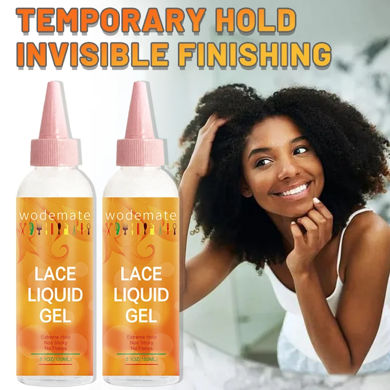 Colle liquide invisible pour perruques, gel de dentelle sans colle, tenue temporaire, colle transparente arina pour cheveux, systèmes capillaires, coiffure, cheveux de bébé