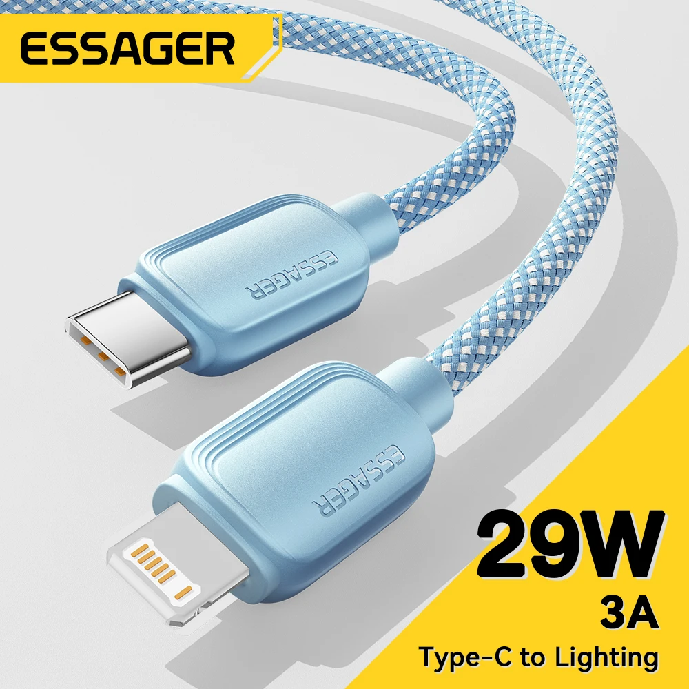 

Кабель Essager USB Type-C для iPhone 14 13 12 11 Pro Max XS PD 20 Вт, быстрое зарядное устройство USB C на Lightning 29 Вт, провод, шнур для iPad Macbook