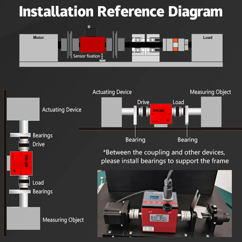 Rotary Torque Sensor Motor Speed Power Measuring Instrument Transducer Build-in OLED Display Force Dynamic Torsion Test English