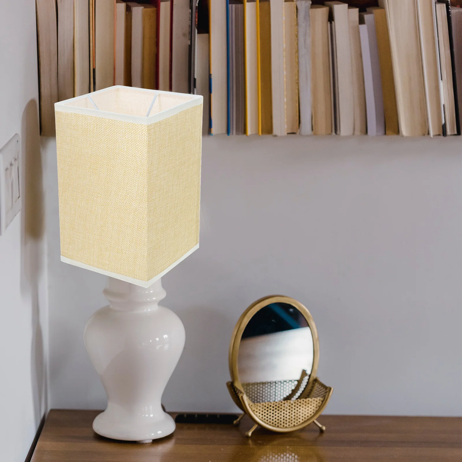 

Square Lampshade Modern Table Light Cover Cloth Linen Fabric Yellow Color Bedside Replacement Lampshades for Floor Lamps Table
