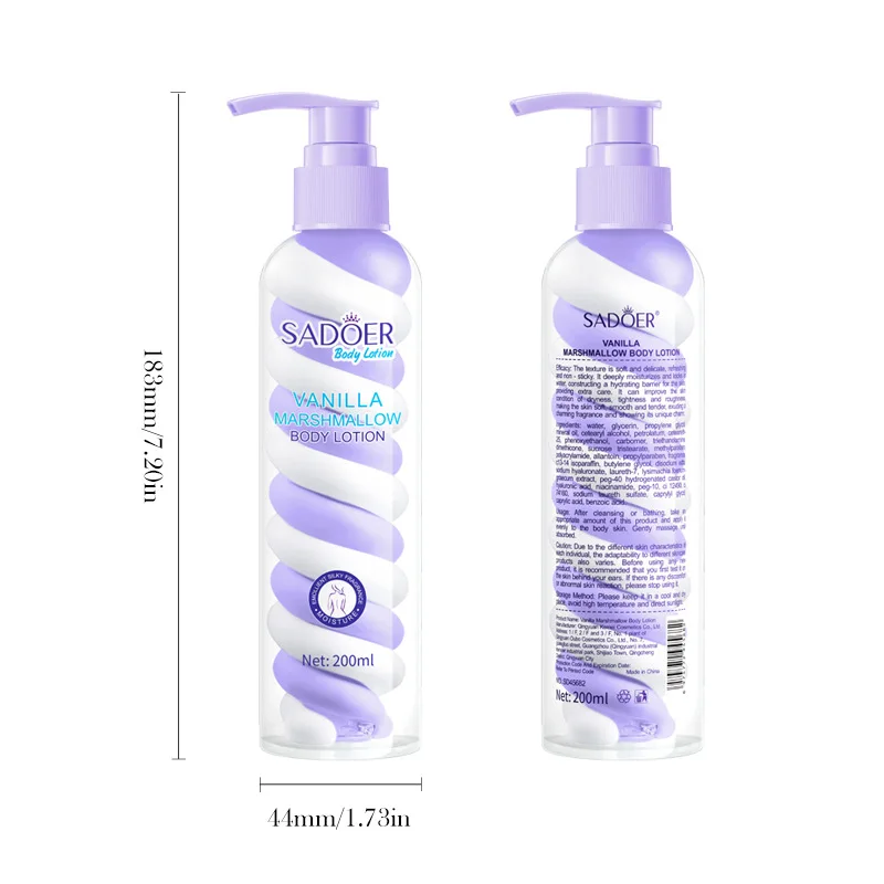 Automne hiver vanille guimauve Lotion pour le corps hydratante nourrissante pour la peau