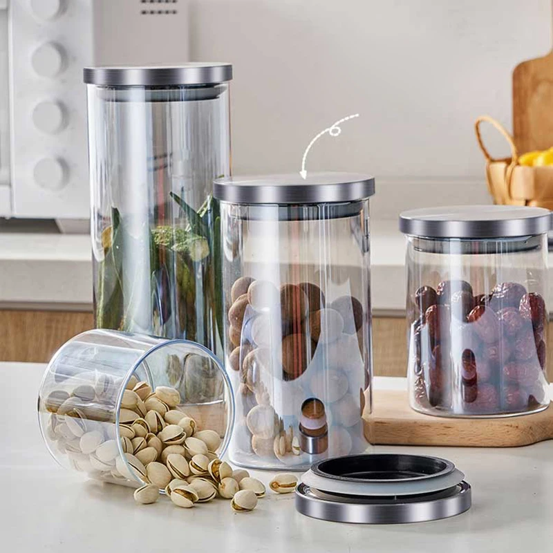 1400ml Glass Storage Jar Candy Nut Coffee Bean Storage Bottle with A Lid Kitchen Dried Grain Dried Fruit Medicine Sealed Jar New