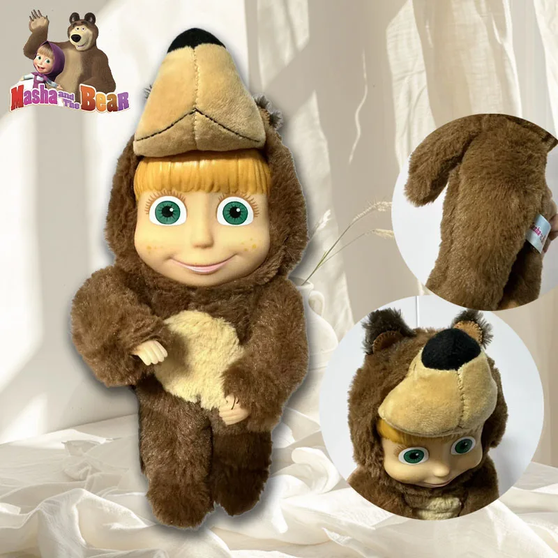 Masha and The Bear Doll Transform Into Bear Plush Stuffed Toys for baby‘ Pretend Play Hats (Removable)