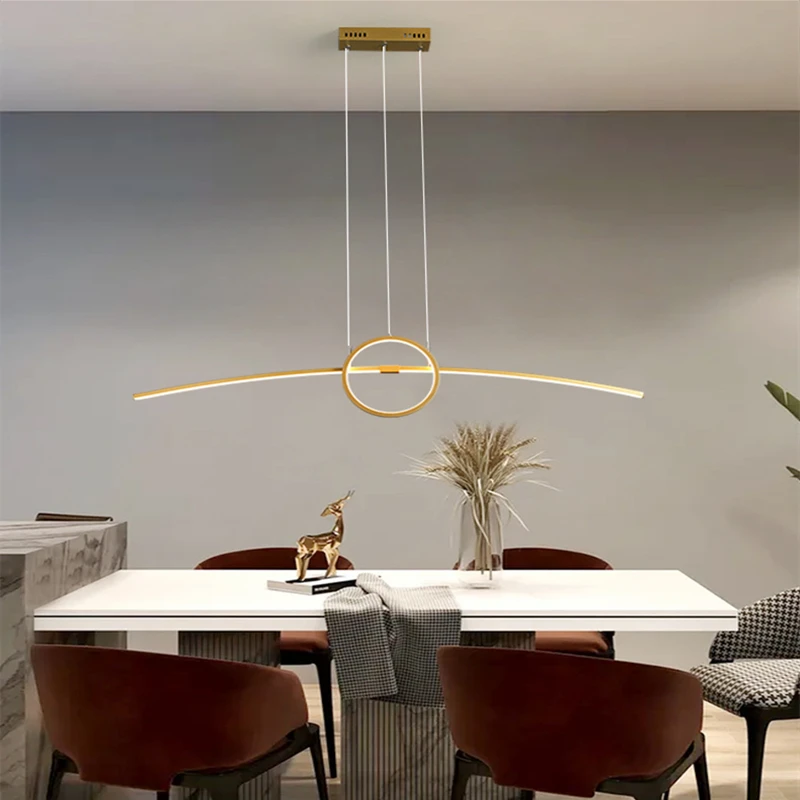 Modern LED Ceiling Chandelier For Living Dining Room Kitchen Bar Pendant Lights 100cm Gold/Black Decoration Nordic Lamp 90V-260V