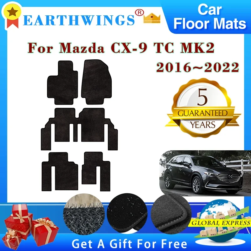 

Car Floor Mats For Mazda CX9 CX 9 CX-9 TC MK2 2016~2022 6 Seater Carpets Panel Footpads Anti-slip Pad Rug Foot Pads Accessories