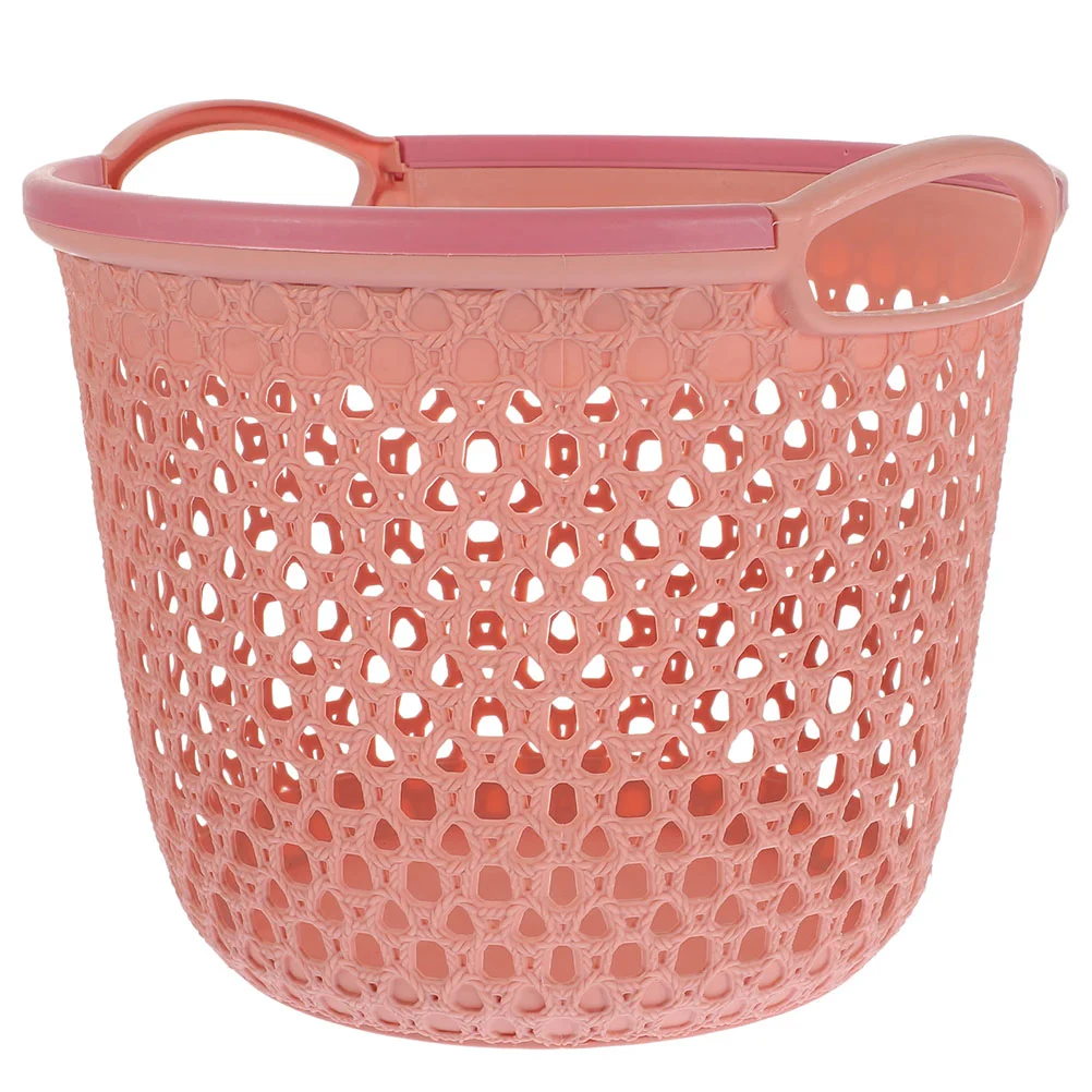 Flexible Laundry Basket Plastic Hamper Dirty Clothes Hamper Toy Bin Portable Round Bin Carry Handles Clothes Bedroom