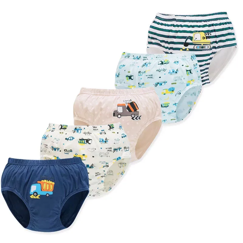 5 Pcs/Lot Children Underwear Boys Comfortable Cotton Kids Triangle Underpants Car Cartoon Briefs For Boys Aged 2 To 14