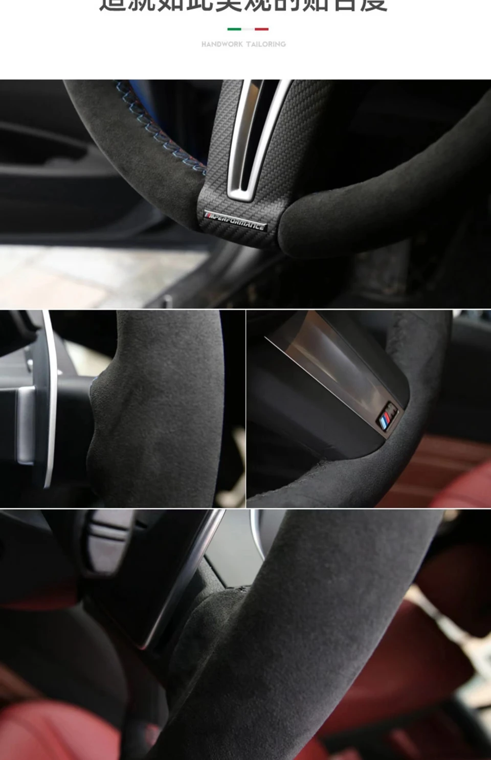 DIY Auto-Lenkradbezug aus schwarzem Wildleder für Volkswagen Golf 6 GTI MK6 VW Polo GTI Scirocco R Passat CC R-Line 2010 – Detail 3