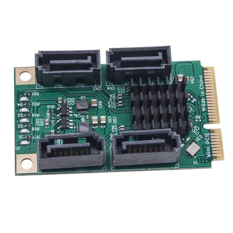 SuperDeals Mini PCI-E SATA 4 Port SATA III 6G Mini PCI Express Controller Card SATA3.0 Mini PCI Express SSD Adapter Card
