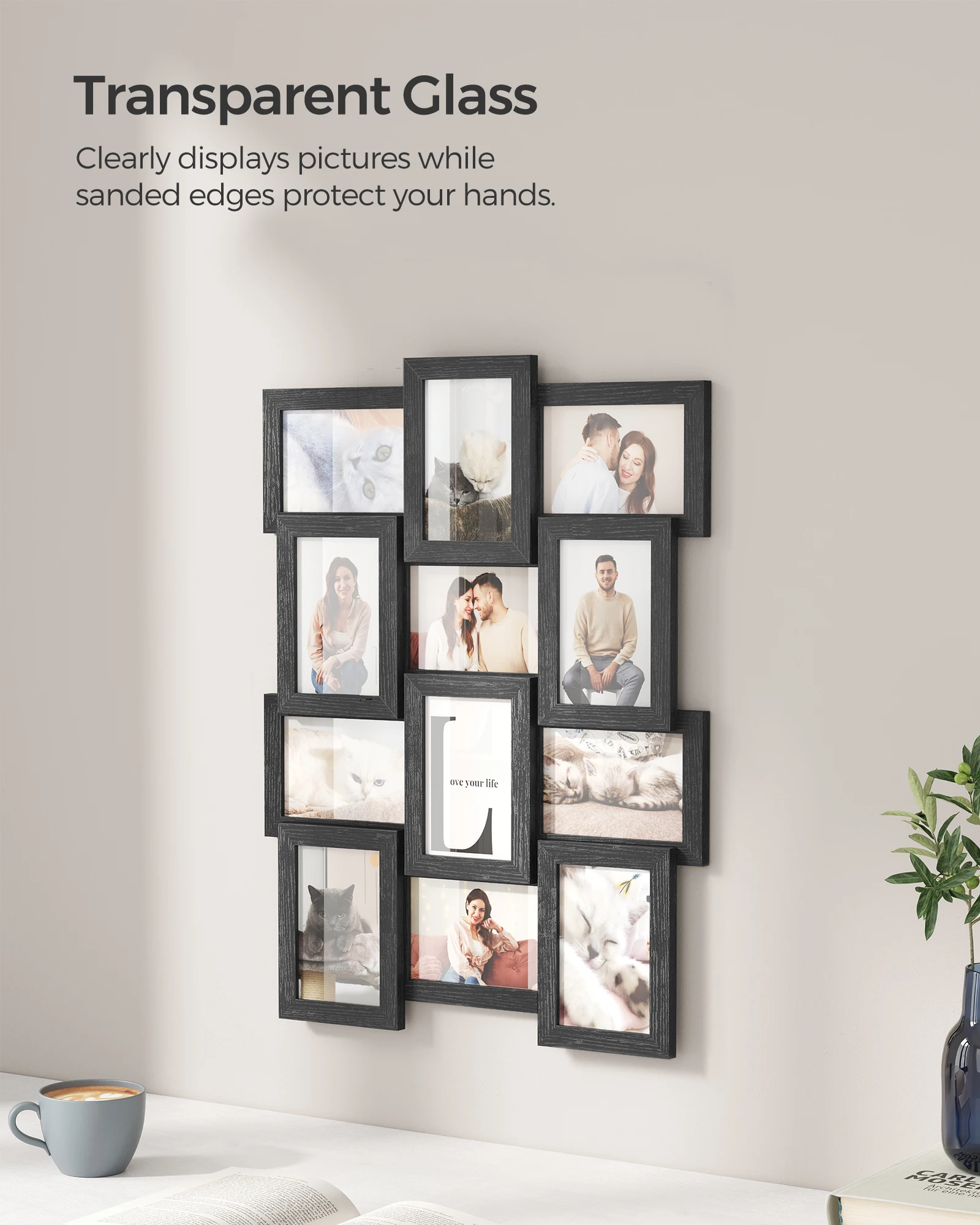 SONGMICS-إطارات صور الكولاج لديكور الحائط ، شاشة معلقة ، صور عائلية متعددة ، ديكور معرض ، مجموعة من 12 ، 4x6 #4