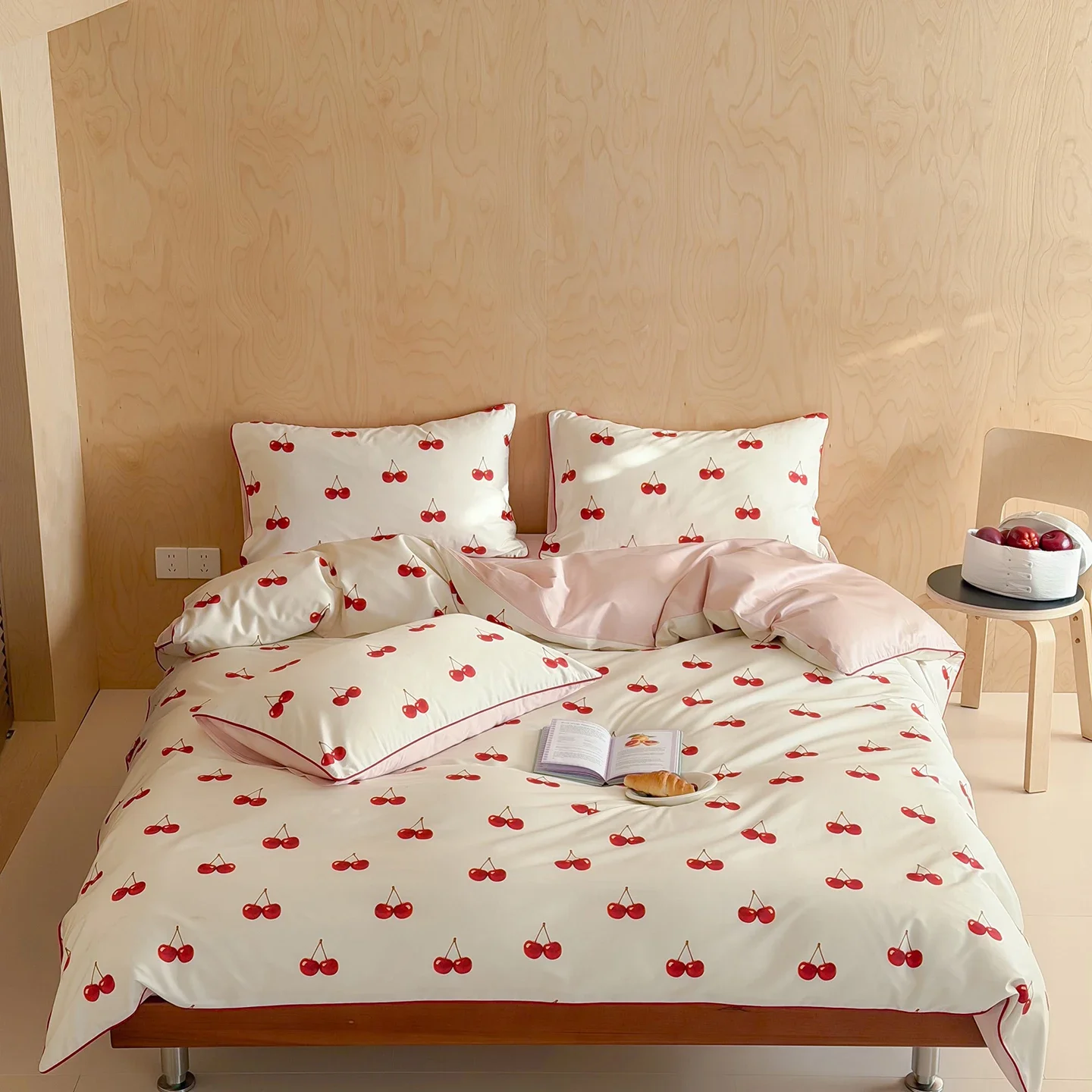 New Cherry Digital Printing 100s Pure Cotton Bedding Set Queen High-end Soft Duvet Cover Set with Sheets Quilt Cover Pillowcases