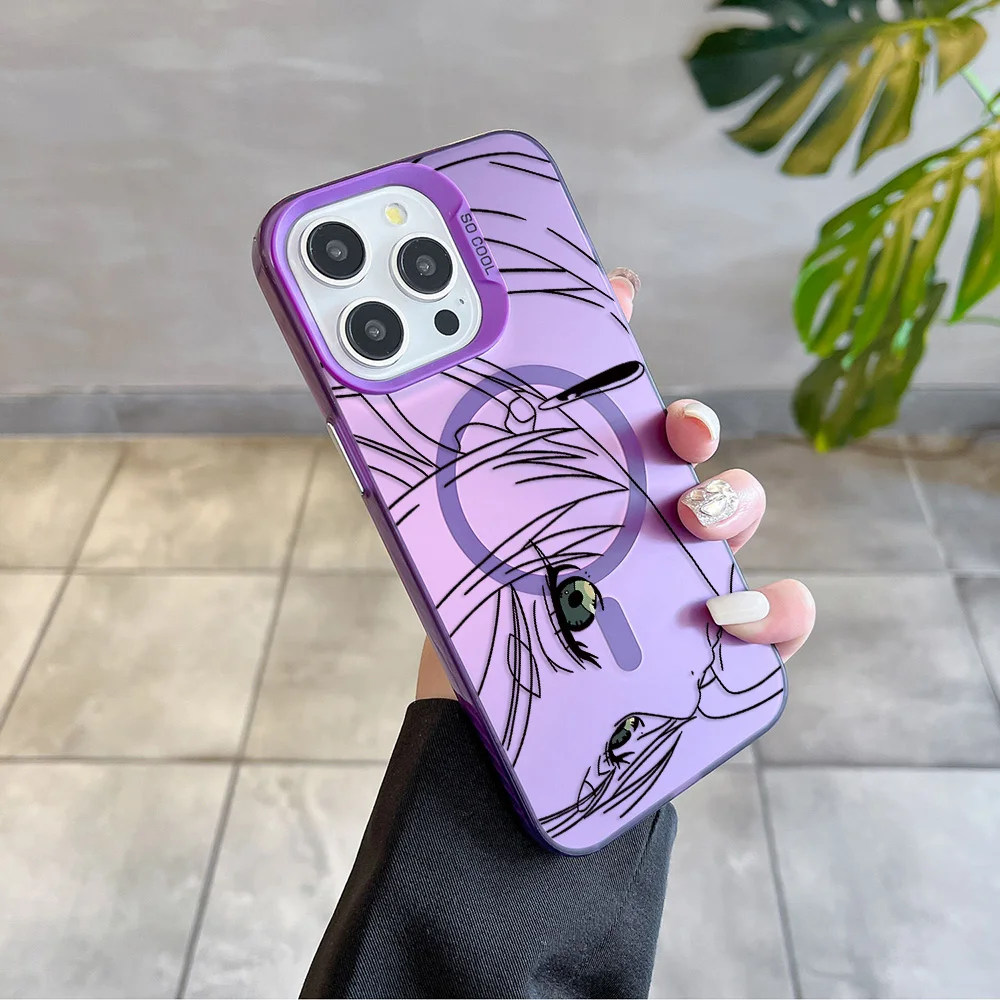 ญี่ปุ่นอะนิเมะการ์ตูน Frieren Magsafe แม่เหล็กสําหรับ iPhone 11 12 13 14 15 16 PRO MAX PLUS ชุบนุ่ม Anti Fall ปกหลัง