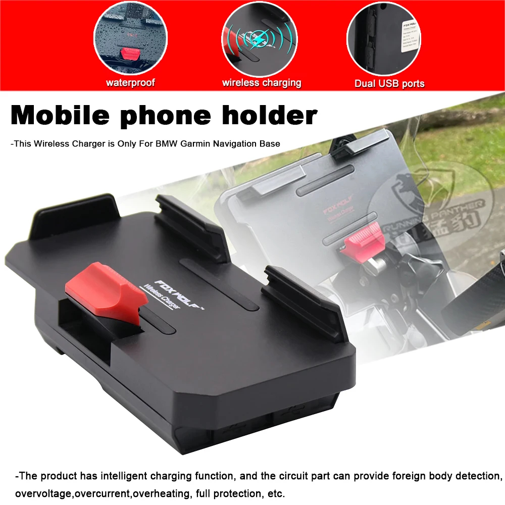 Mobile Phone Motorcycle Navigation Bracket Wireless Charging Support For R1300 R1200 F800 F850 F700 R1250GS ADV CRF1000L