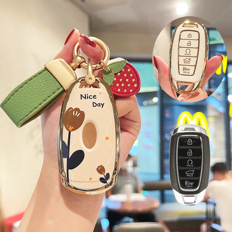 

5 Buttons TPU Car Key Case Cover for Hyundai Palisade 2022 2021 Ix35 Tucson Accent Santa Fe Solaris Elantra Azera Grandeur KONA