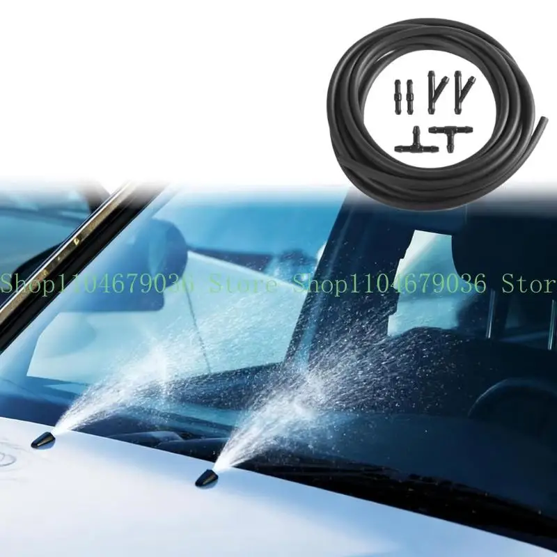 652F Windshield Washer Nozzle and Hose 4805742AB with Clips and Tube Fittings for Fluid Line Service, Washer Line Repair and