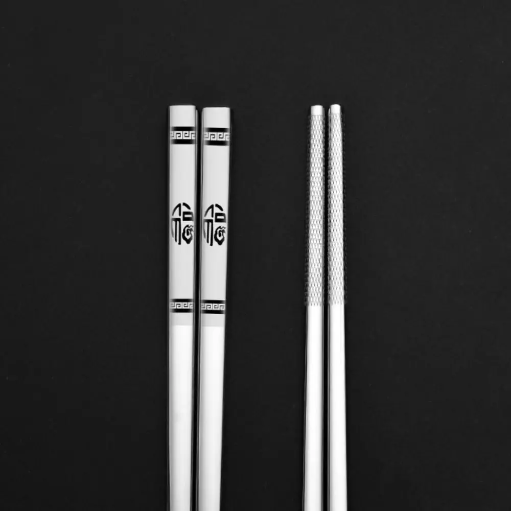 1 زوج مربع رئيس عيدان تناول الطعام المصنوعة من الفولاذ المقاوم للصدأ أنماط الميمون الصينية النقش بالليزر عيدان تناول الطعام الصينية مكافحة تحرق طرف النهاية #2