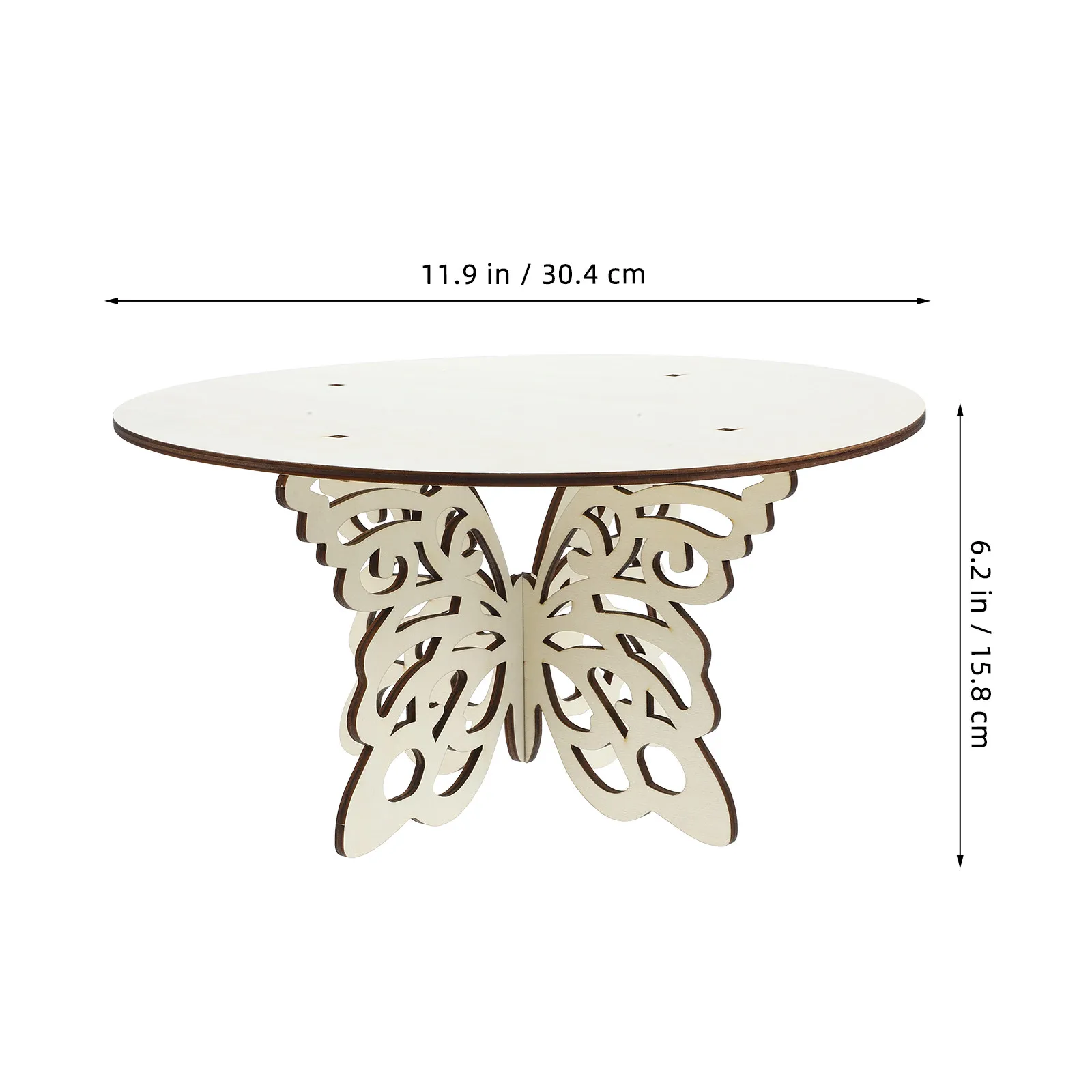 Butterfly Wood Cake Stand Elegant Wedding Shower Birthday Rustic Table Centerpiece Dessert Display Plate Cake Stand
