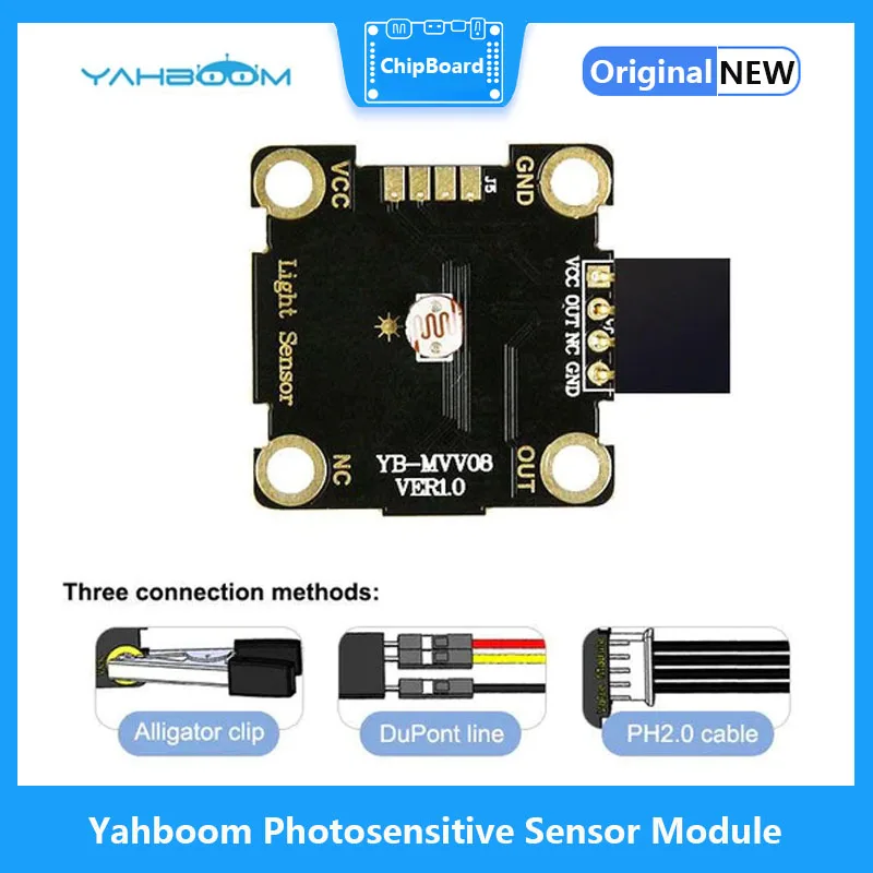 Yabo Photosensitive Detection Brightness Sensor Module Compatible with Alligator Clip/DuPont line/PH2.0 Cable/UNO Raspberry Pi