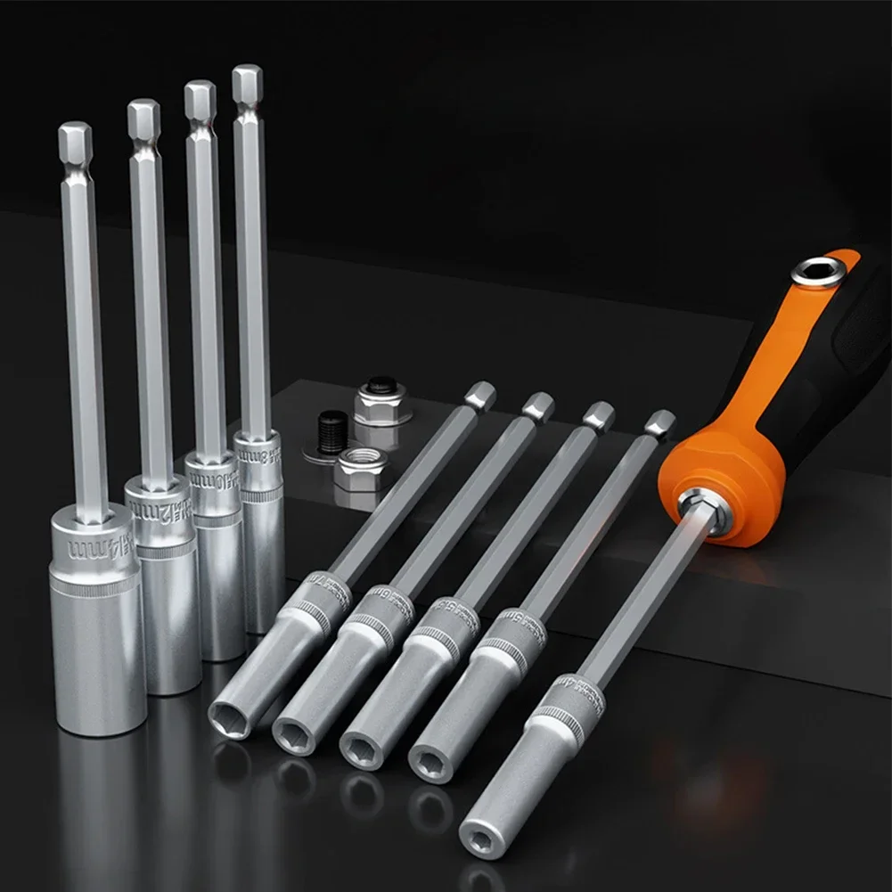 Deep Hole Socket Wrench 4 0 14mm Hex Socket 1 4 Batch Rod Electric Socket Set Long Reach Nut Driver Bit Holder Magnetic Tool