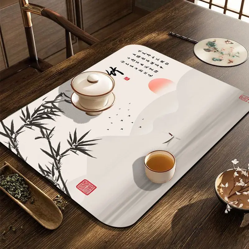 

P0102New Chinese style earth tea mat Zen table flag tea table cloth tablecloth Chinese style long tea towel tea mat wate