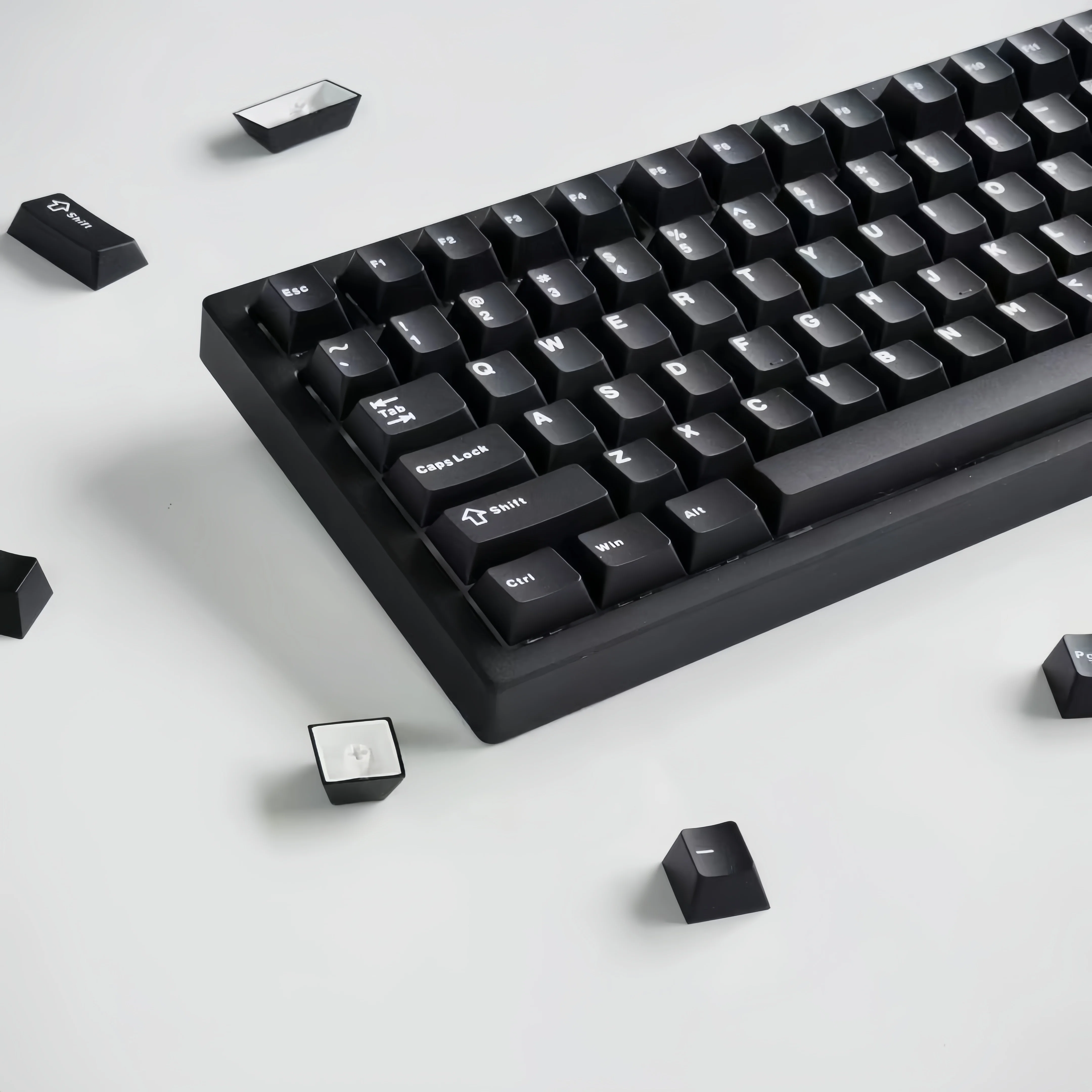 

120 Keys Minimalist Black PBT Keycaps Cherry Profile Double Shot Keyboard Keycaps for Gateron MX Switches Mechanical Keyboard