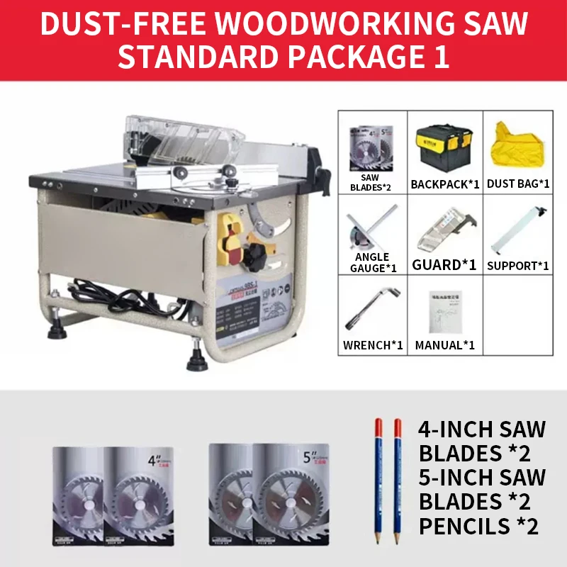 220V Portable Woodworking Table Saw with Extension Table Electric, Multifunctional, 45° Precision Dust Proof Cutter