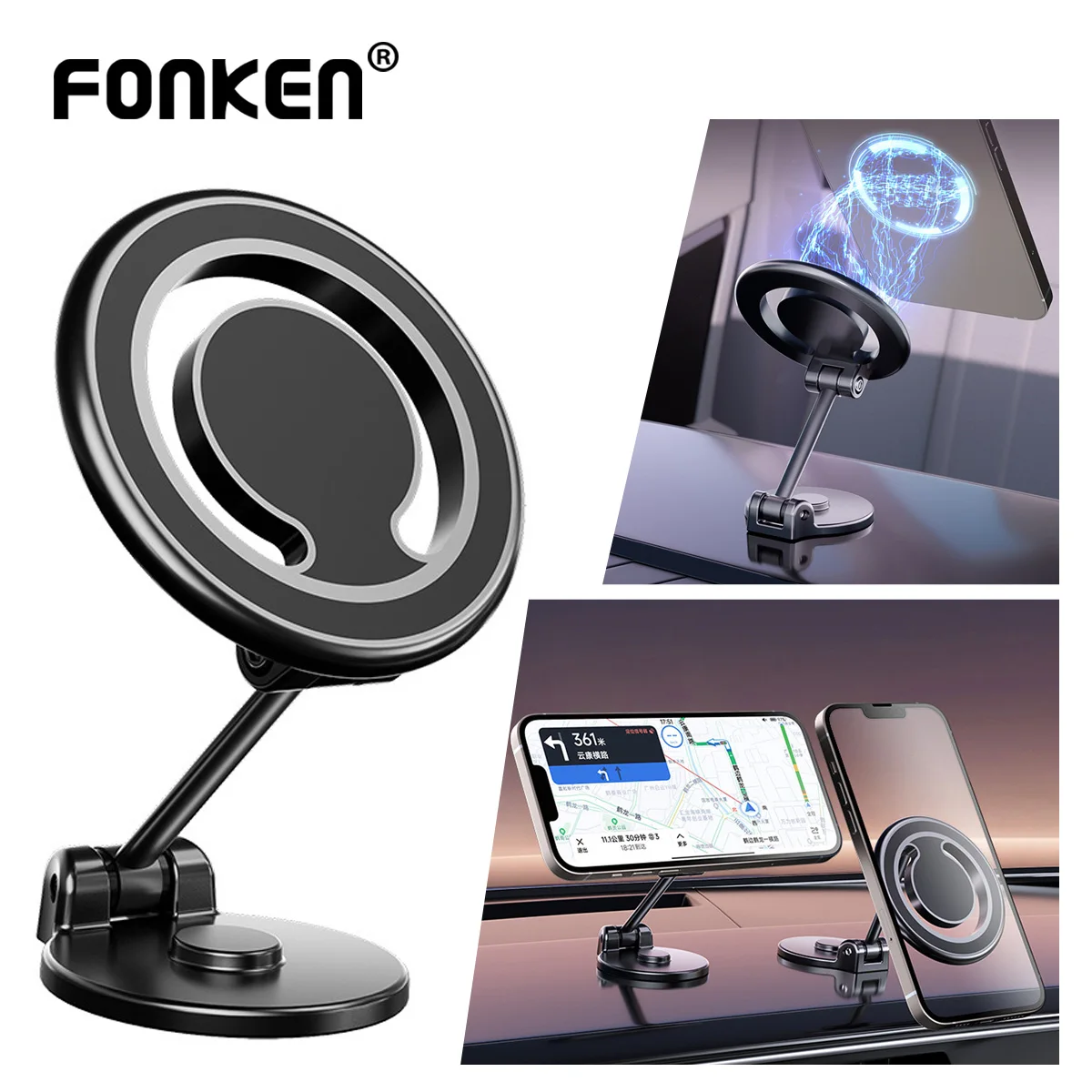 

Magnetic Car Phone Holder Stand for Magsafe Car Mount Magnet Foldable Car Bracket for iPhone Samsung Xiaomi Phone Holder Stand