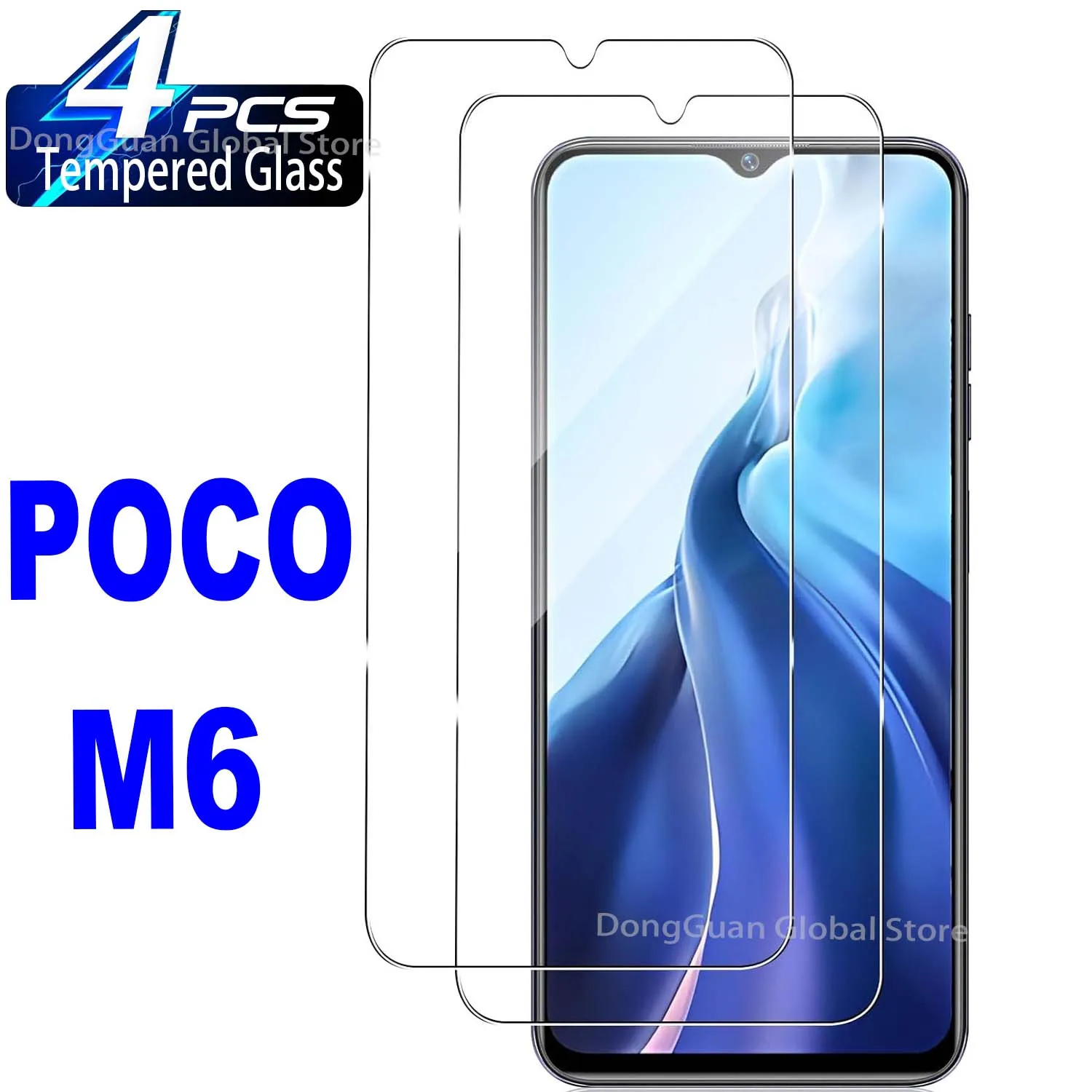 

2/4Pcs Tempered Glass For Xiaomi POCO M6 5G Screen Protector Glass Film