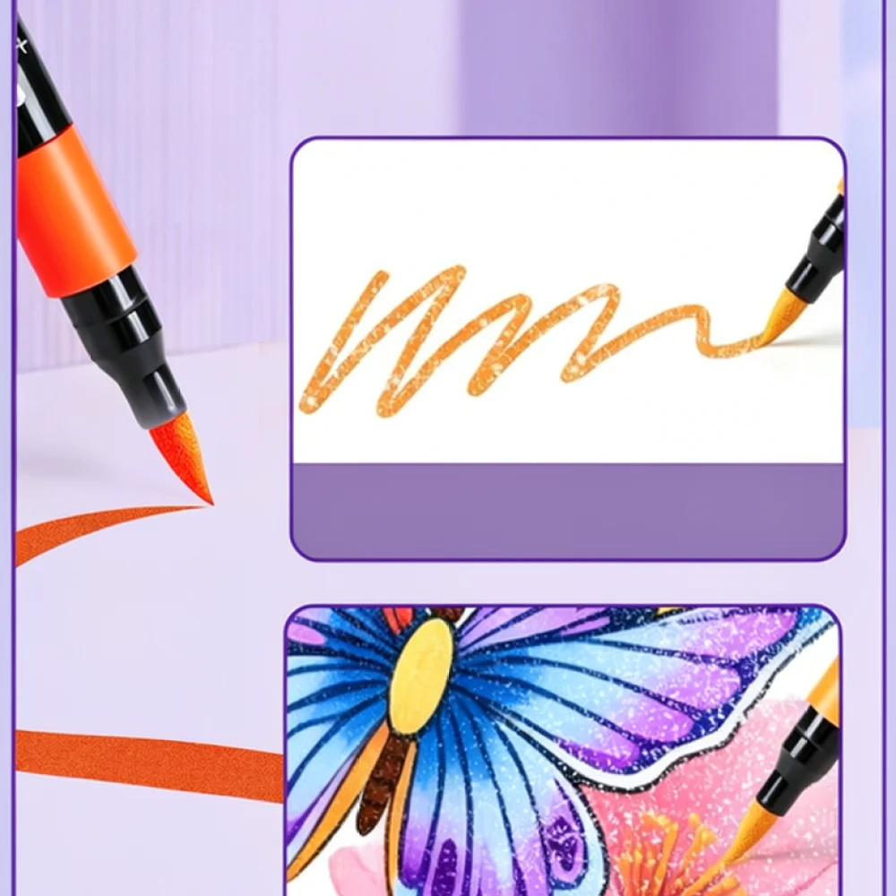 Fine Glitter Marker Pens Soft Tip Acrylic Paint Brushes Shimmering Ink Set For Illustration Drawing Manga Art Supplies