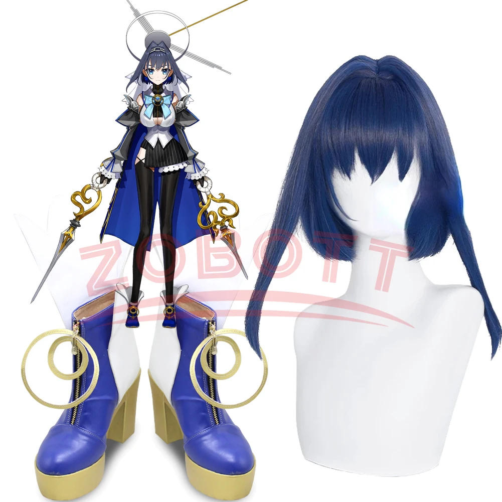 Vtuber Hololive EN Ouro Kronii Cosplay Shoes Boots VTuber Ouro Kronii Cosplay Wig Halloween Party Uniform Boots Custom Made