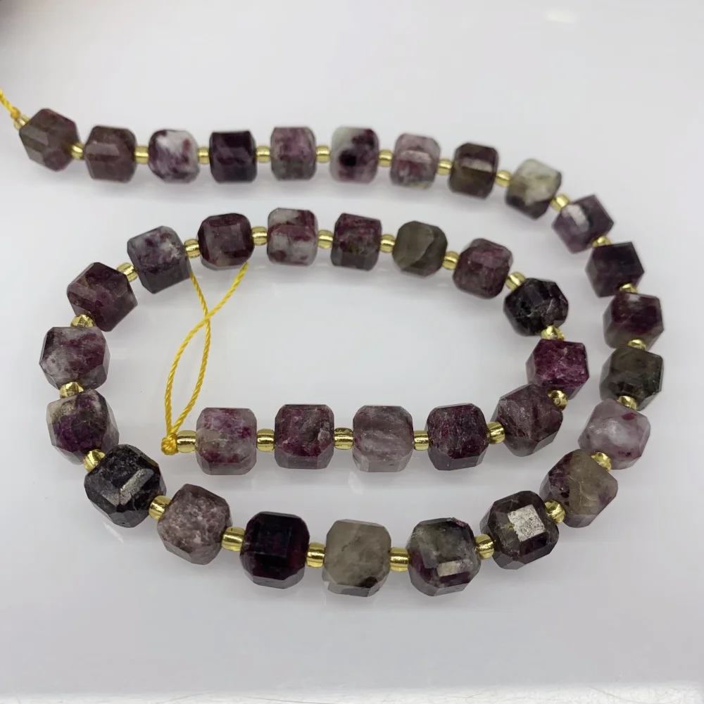 Wholesale Natural  Plum tourmaline 8mm Faceted Cube Loose Beads Ocean Agate  Gemstones For Jewelry Making DIY Bracelet Necklace