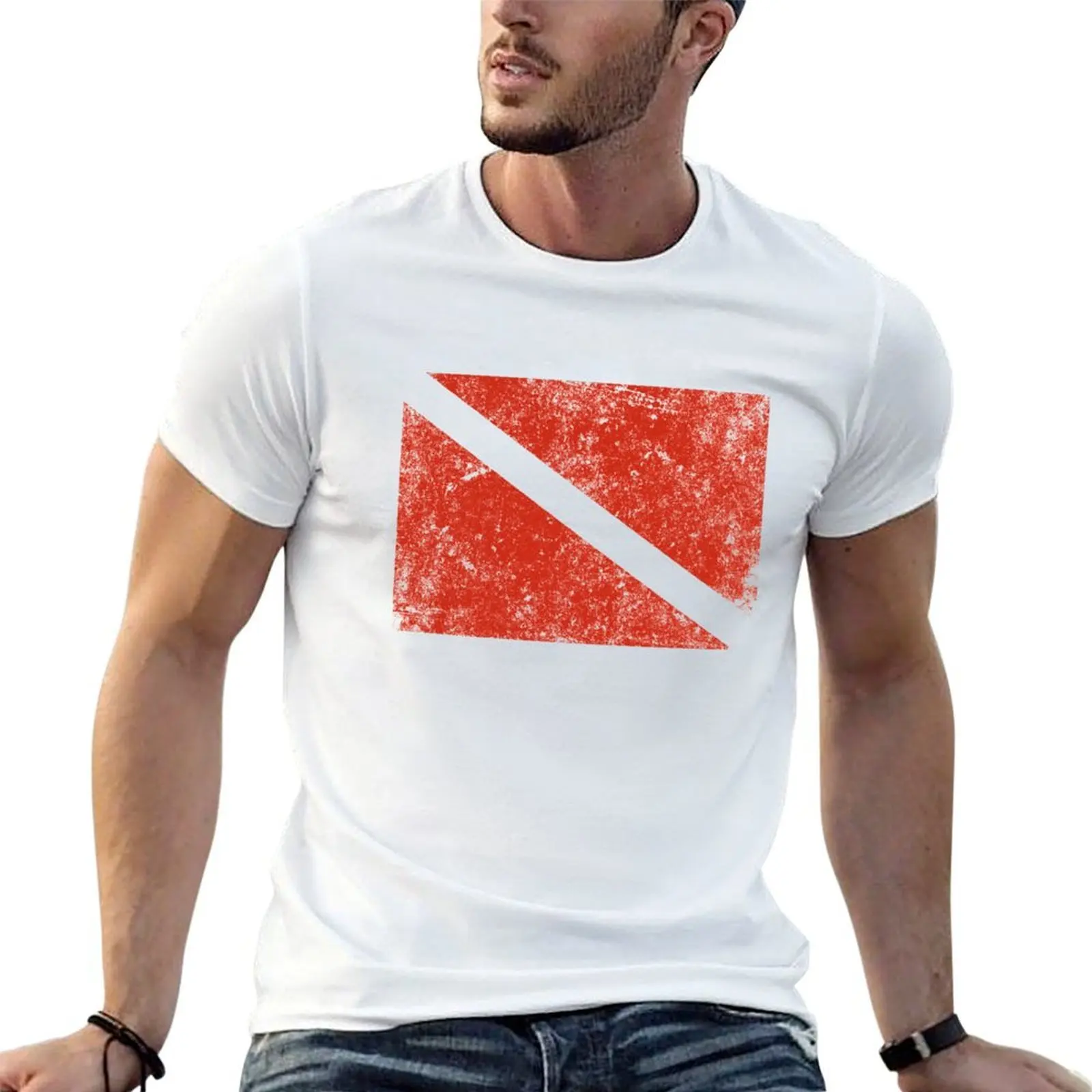 Vintage Distressed Scuba Diving Flag T-Shirt man t shirt luxury man t shirts for men casual man t shirts cotton T-shirt