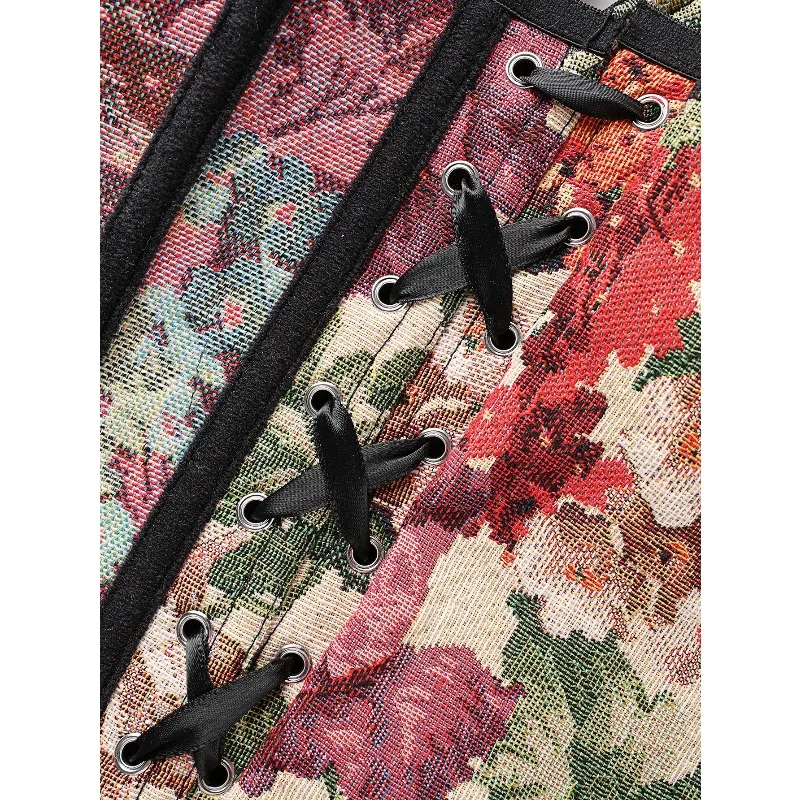 مشد نسائي عتيق على شكل هيكل السمكة بتصميم كلاسيكي مع أكمام قابلة للفصل لتنحيف الخصر #6