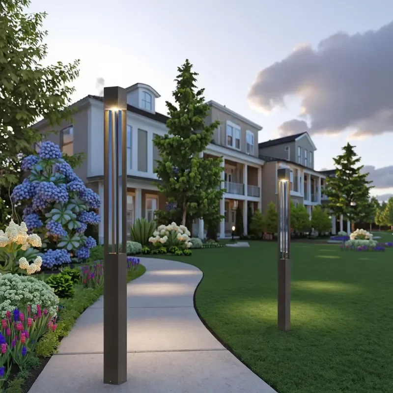 Easy to Install Modern Villa Outdoor Ground Stake Installation Led Courtyard Waterproof Lawn Landscape Pillar Bollard Light