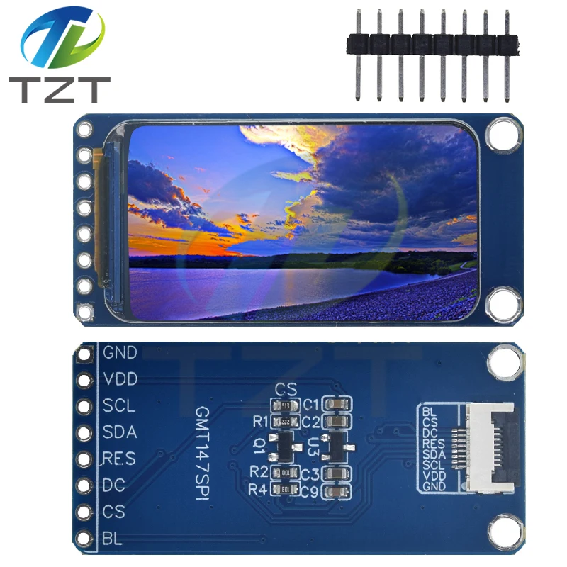 TZT 1.47" 1.47 Inch 172x320 SPI Full Color TFT HD IPS Screen LCD LED Display Module 172*320 ST7789 Controller 3.3V SPI Interface