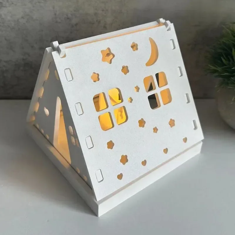 Starry Sky House Candle Holder Silicone Mould Light Camping Tent Concrete Mould Hollow Star Moon Candle Holder Mould Ornament