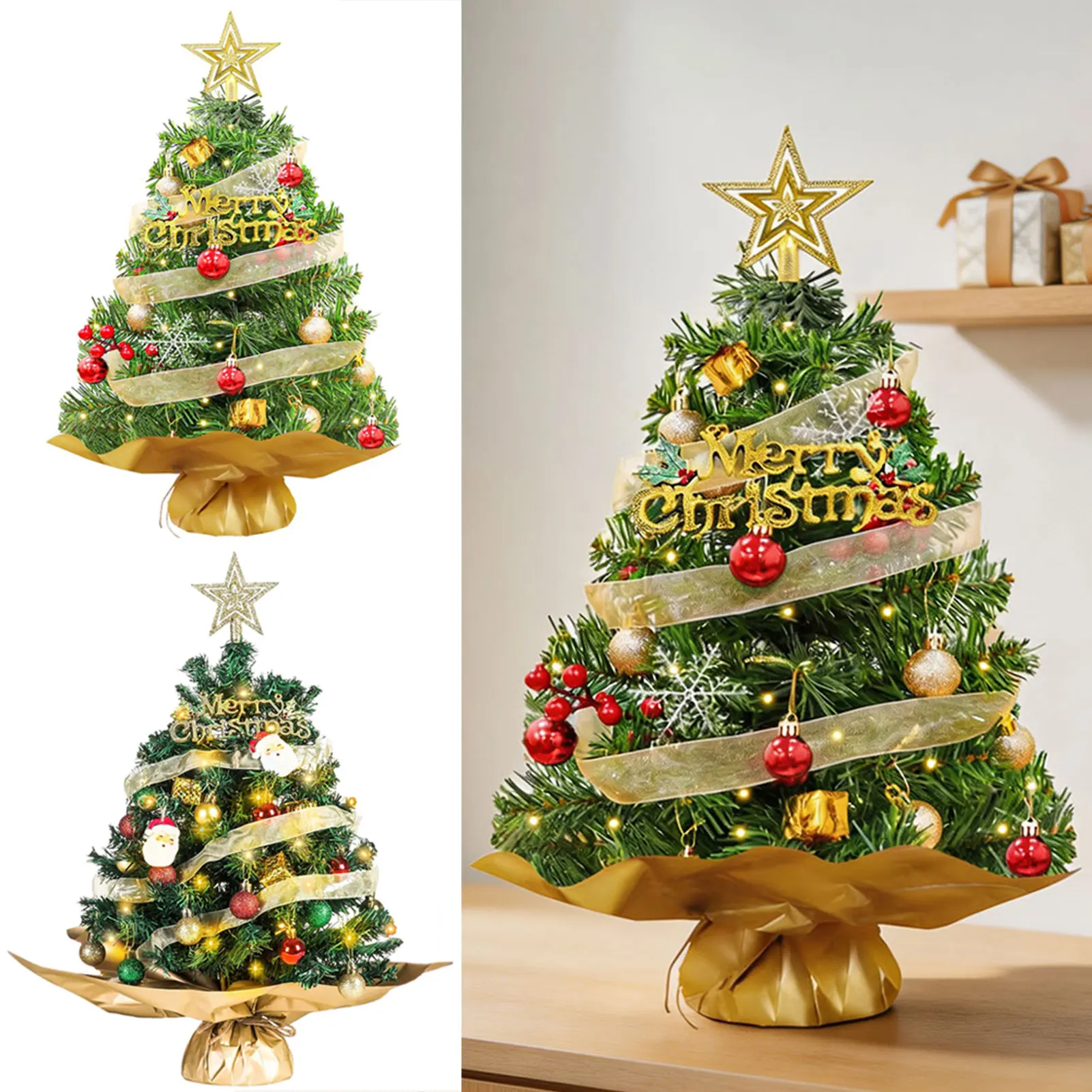 LED Christmas Tree Nightlight LED Light Pine Needle Tree Mini Xmas Tree Christmas Decoration Desktop Ornament New Year Gift