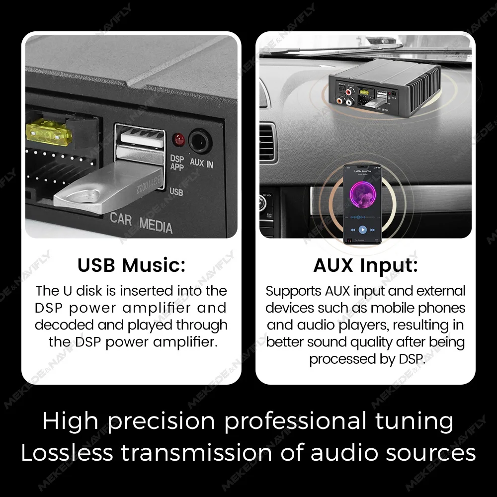 MEKEDE AuX input Car MP5 DSP Amplifier with Iso Adapter For Android radio APP EQ adjustment for Volkswagen Bnze Peugeot Hyundai