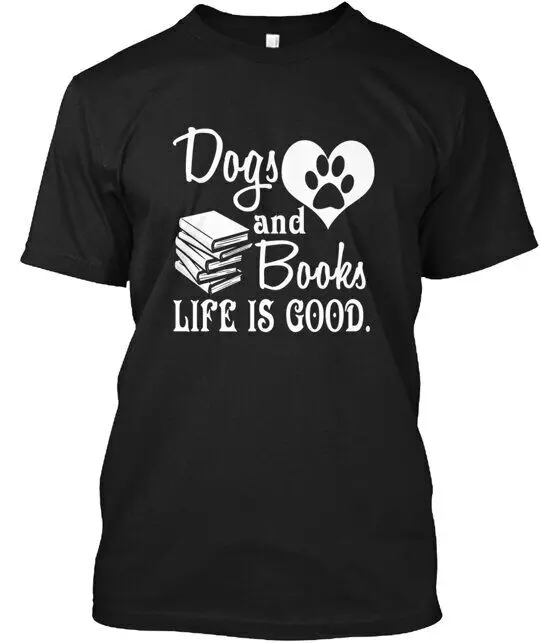 Dogs And Books Happy Animal Puppy Educational T-Shirt Made in USA Anime Pattern Clothing Cotton Short Sleeve