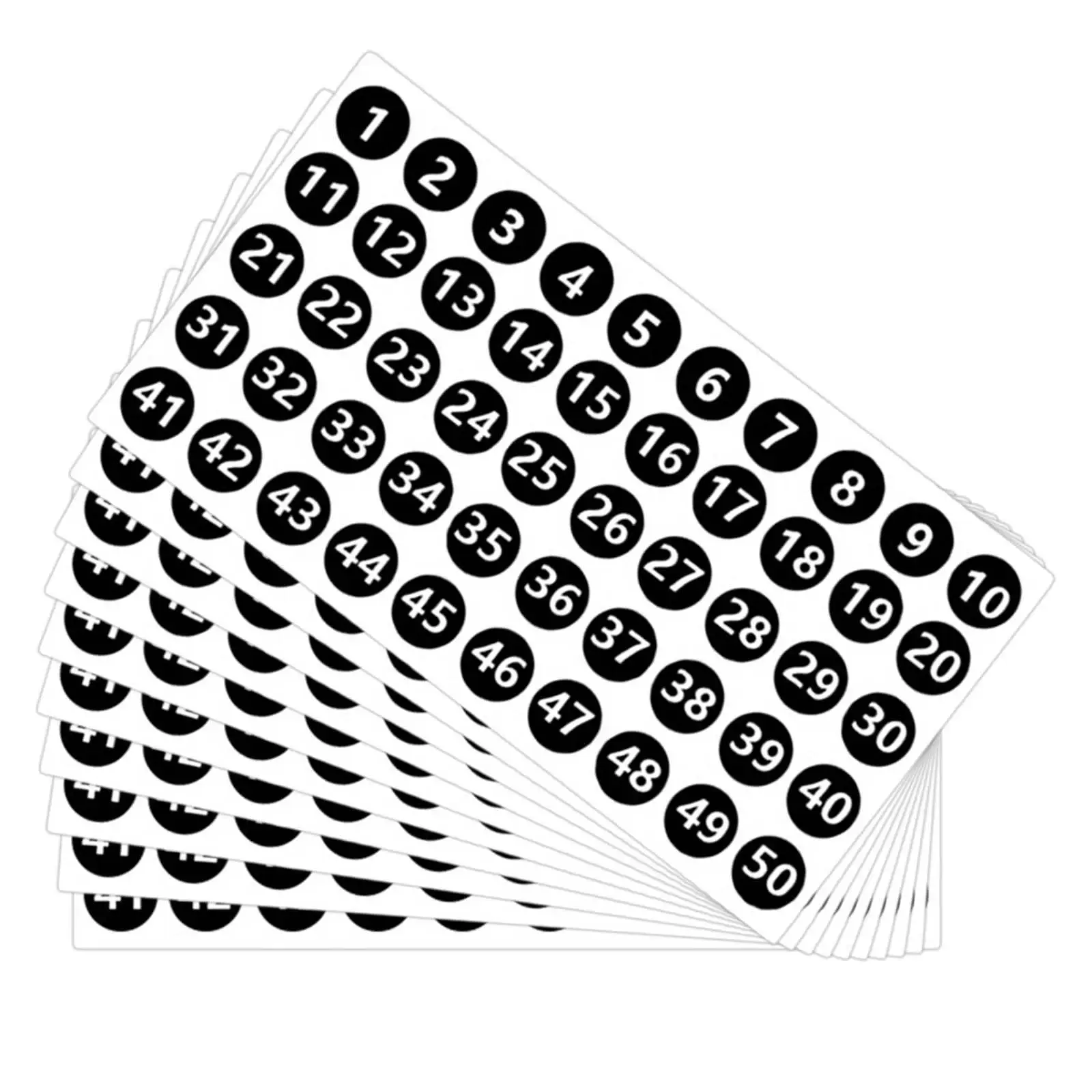 Digital Sticker Labels, 10 Sheets, 1 to 50 Consecutive Decals for Retail, Sales Bags, Gift Box, Packaging