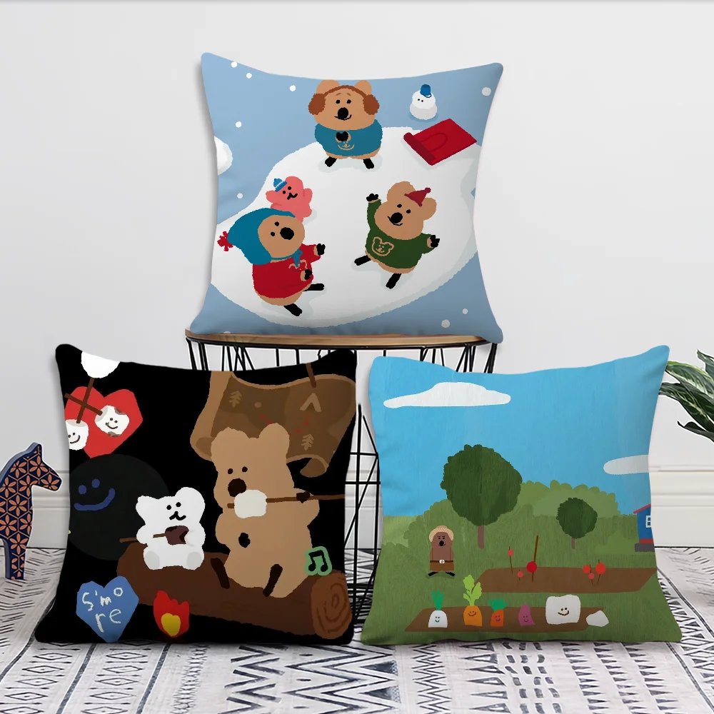 Cartoon D-Dinotaengs Cute Pillow Case Sofa Living Room Bedroom Headboard Backrest Cushion Square Cushion Nap Time