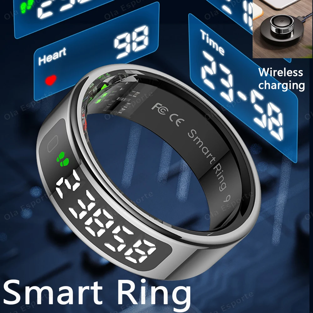 

2025 New Display Screen R12 Smart Ring with Touch,Health Monitor, Wireless Charging, 5atm & ip68 Waterproof smartring Men Women