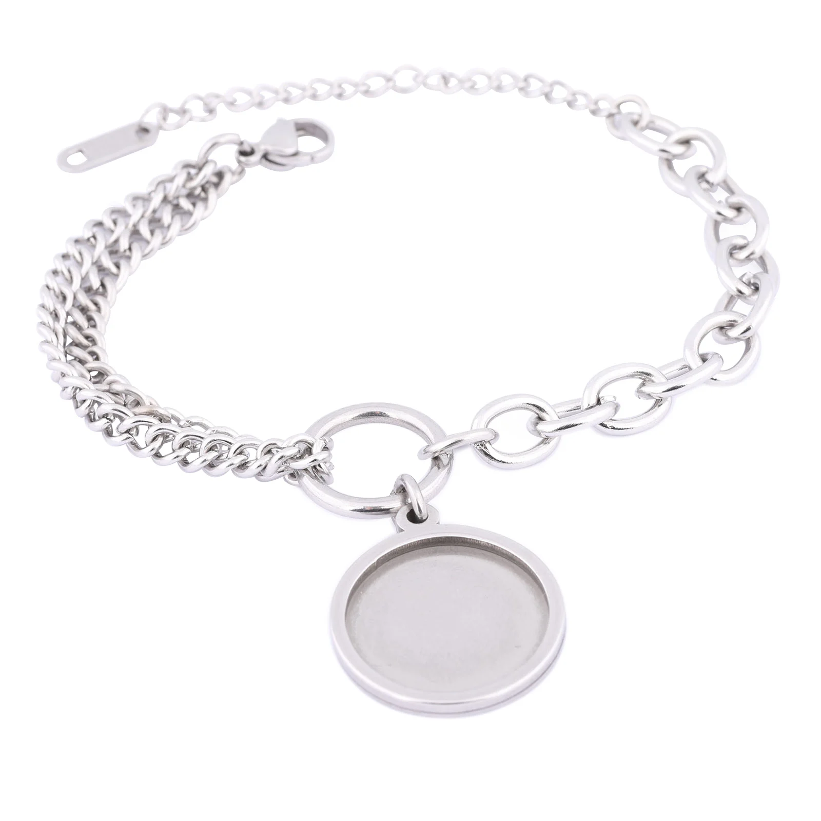 3 szt. Łańcuszek ze stali nierdzewnej podstawa bransoletki półfabrykaty Fit 18mm 20mm Cabochon Beze ustawienie tace Diy akcesoria do wyrobu biżuterii