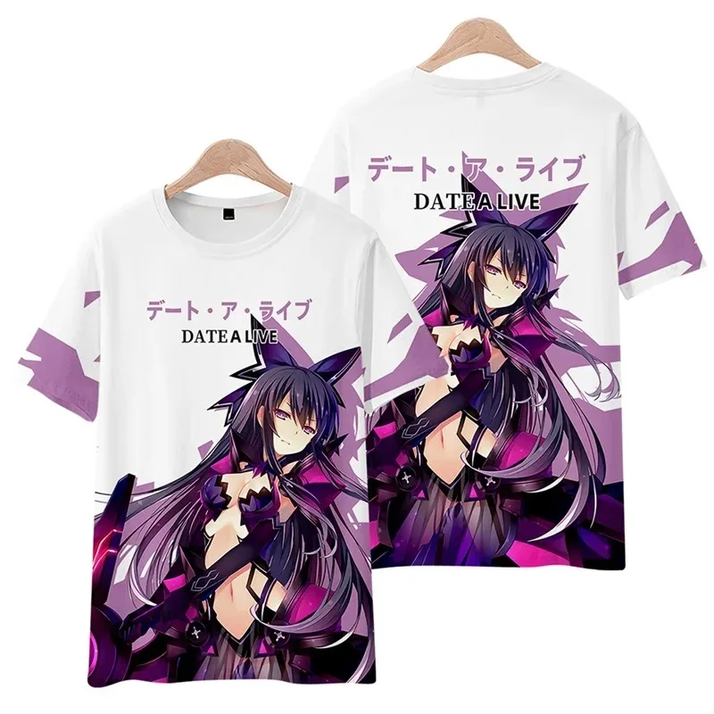 Anime Date A Vivid Yatogami Tohka 3D Printing T Shirt Women Men Summer Short Sleeve Funny Tshirt Graphic Tees Streetwear Cosplay