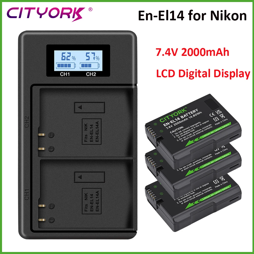 En El14 EN-EL14a Battery 2000mAh En-El14 EN EL14a for Nikon D3100 D3200 D3300 D3400 D3500 D5100 D5200 D5300 D5500 D5600 DF EL14