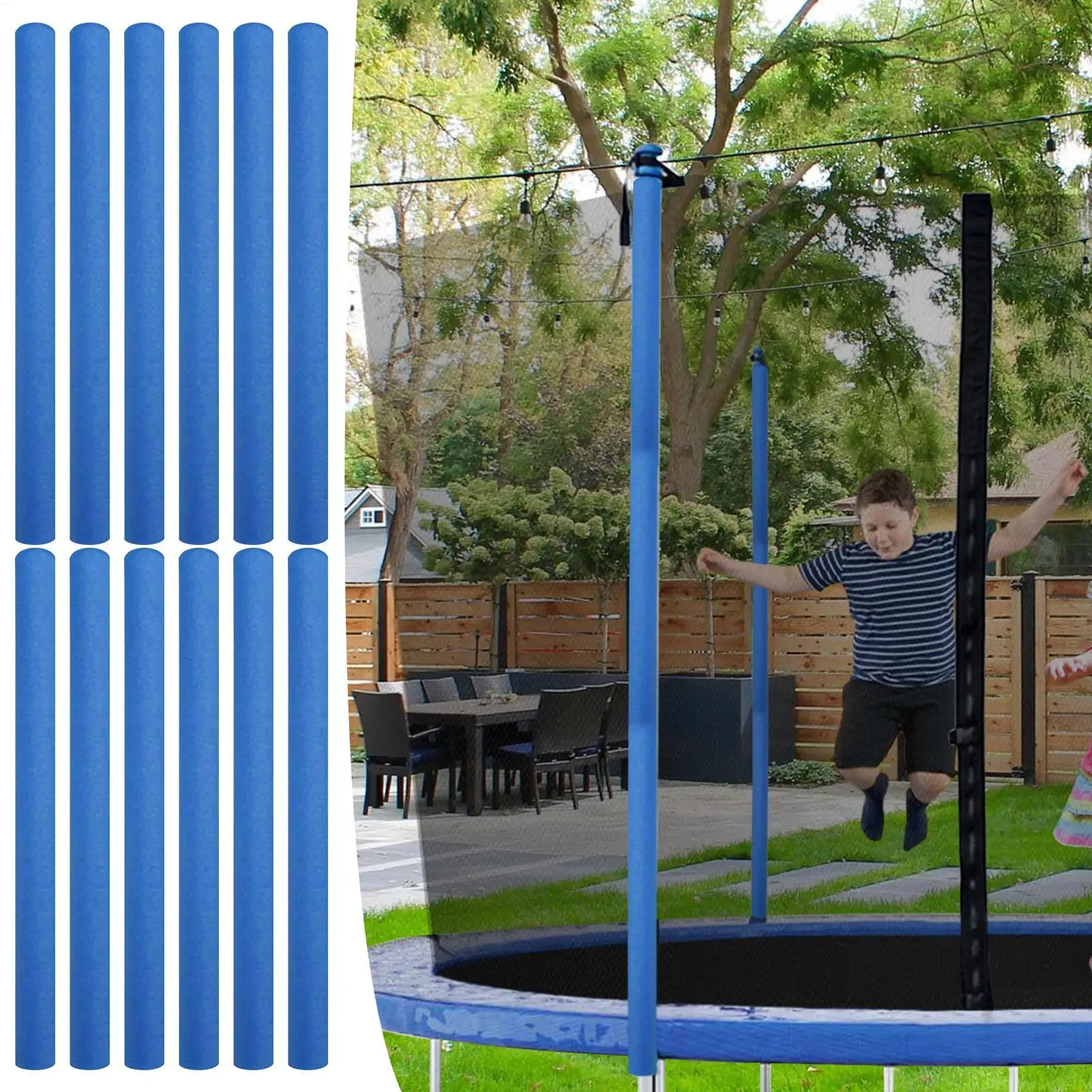 6/12pcs Trampoline Pole Cover Trampoline Enclosure Protection Tubes Padding Replacement Secure Fit Indoor Outdoor Accessories
